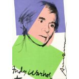 WARHOL ANDY: (1928-1987) American Pop Artist. Attractive colour signed 4 x 6 card by Warhol.