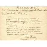 FEDIN KONSTANTIN: (1892-1977) Russian Novelist. Autograph Statement signed, `Const.