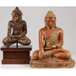 GROUP CARVED WOOD BUDDHA SCULPTURES