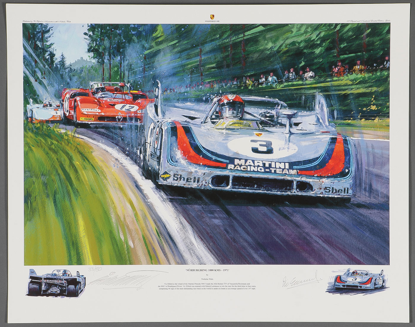 TWO VIC ELFORD SIGNED FORMULA ONE PRINTS