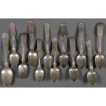 12 AMERICAN COIN SILVER SPOONS C. 1800-1850