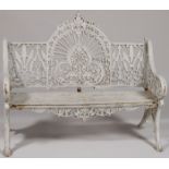 A WHITE VICTORIAN IRON BENCH