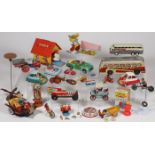 VINTAGE PARTIAL TIN TOYS AND PARTS, C. 1930-1965