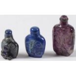 THREE CHINESE CARVED SNUFF BOTTLES
