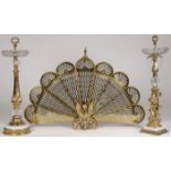 A GILT BRASS FIREPLACE SCREEN & MORE