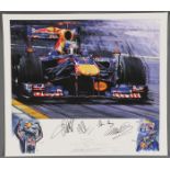 TWO SEBASTIAN VETTEL SIGNED FORMULA ONE PRINTS