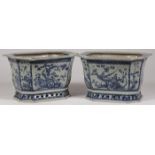 PAIR CHINESE BLUE AND WHITE PLANTERS