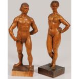 CARVED WOOD ADAM & EVE FIGURES