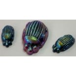 THREE TIFFANY GLASS SCARABS