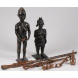 CARVED AFRICAN WOOD ITEMS, 2ND HALF 20TH C