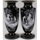 PAIR MONUMENTAL MARY GREGORY MANTEL VASES, C 1890