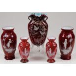 MARY GREGORY CASED GLASS VASES, C. 1890