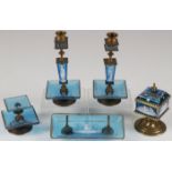 RARE MARY GREGORY DESK SET, C. 1900