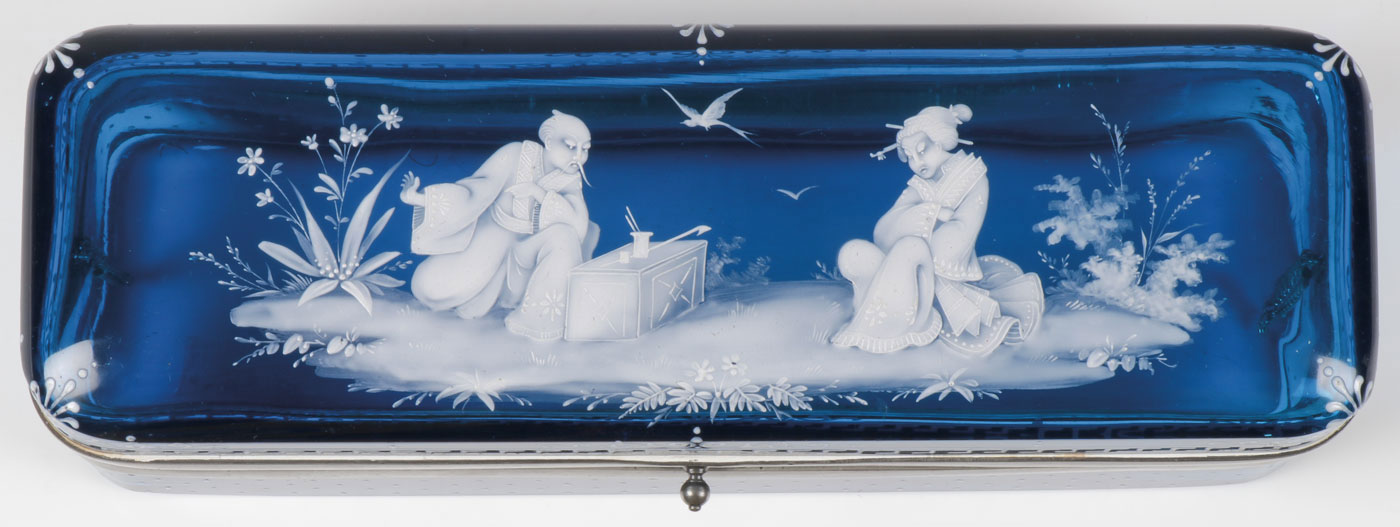 SPECTACULAR MARY GREGORY GLOVE BOX C. 1890