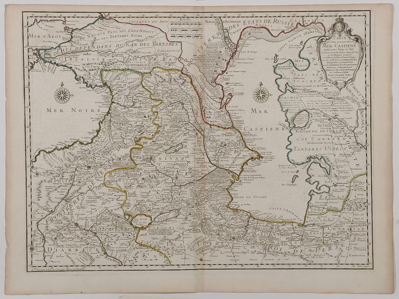 1723 DE L'ISLE MAP OF CAUCUSES & CASPIAN SEA