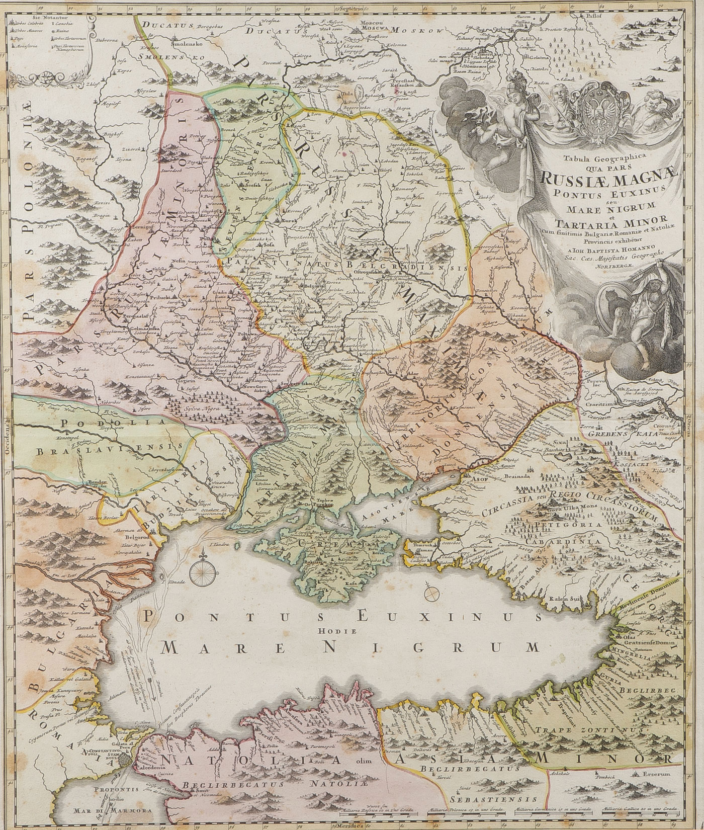 GREAT OLD RUSSIAN MAP INCL BLACK SEA REGION 1720