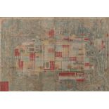 JAPANESE WOODBLOCK MAP OF KYOTO, 19TH C