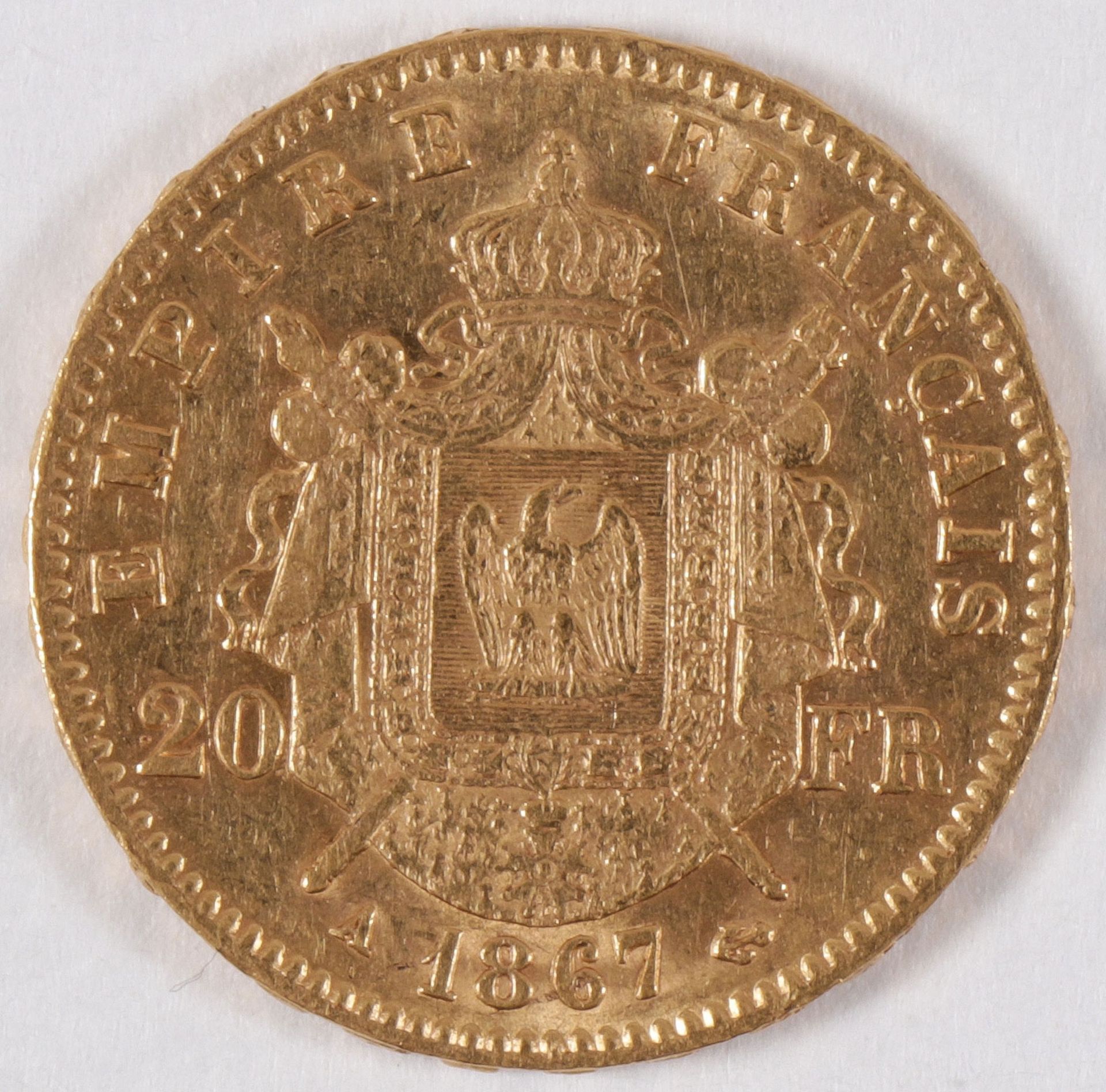 AN 1867 TWENTY FRANCS GOLD COIN - Bild 2 aus 2