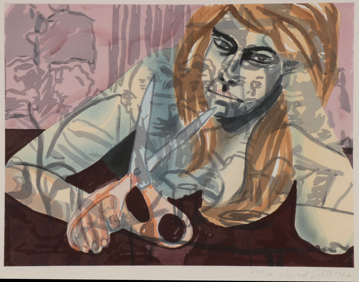 DAVID SALLE SIGNED WOODCUT