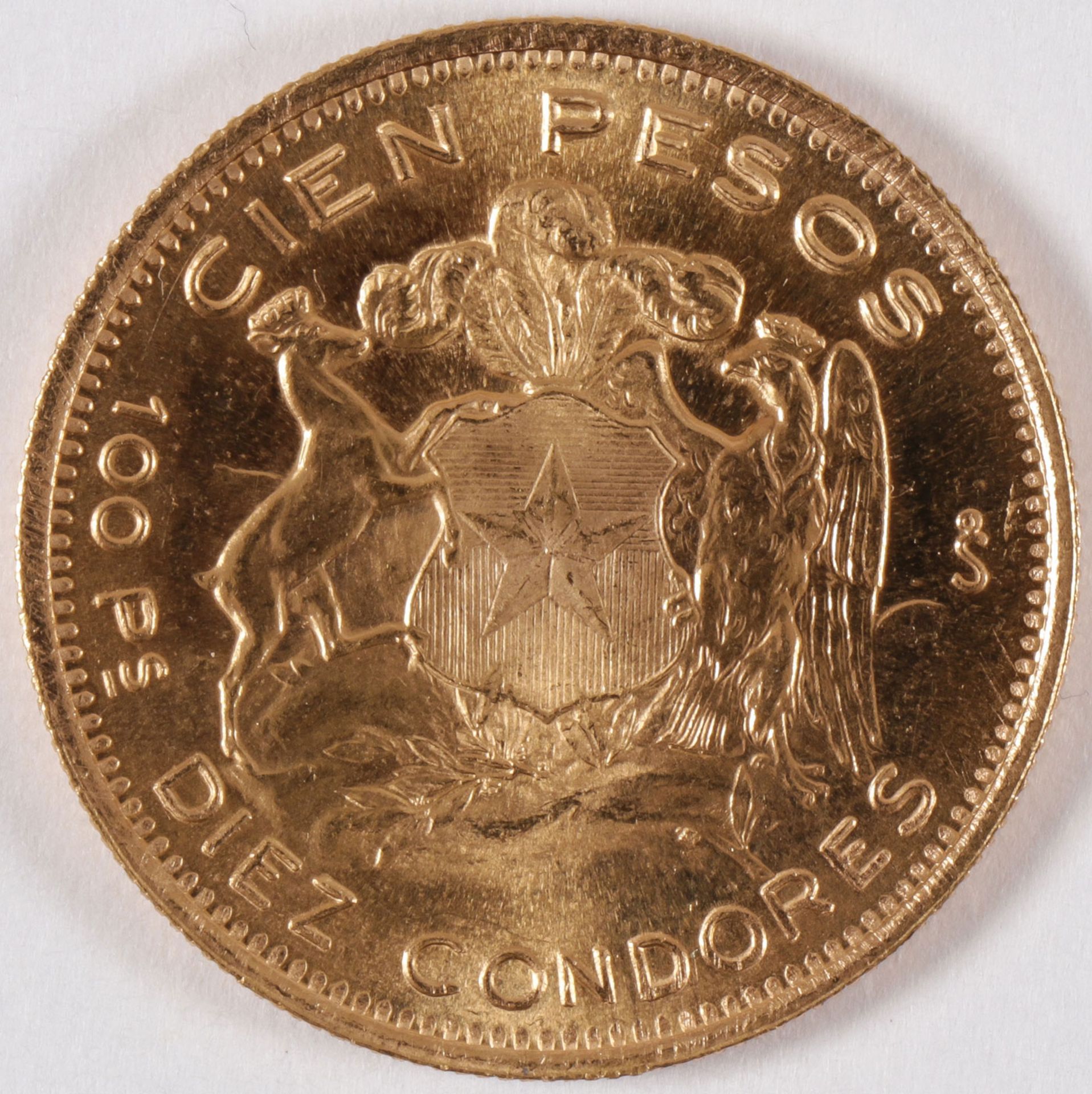 1960 CHILEAN 100 PESOS GOLD COIN - Bild 2 aus 2