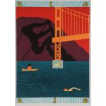 JOAN BROWN GOLDEN GATE WOODCUT