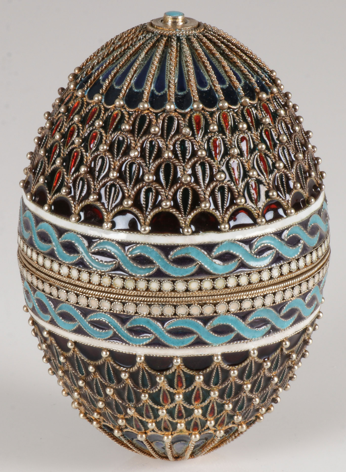 IMPRESSIVE RUSSIAN SILVER & ENAMEL EGG MOSCOW 190 - Image 3 of 3