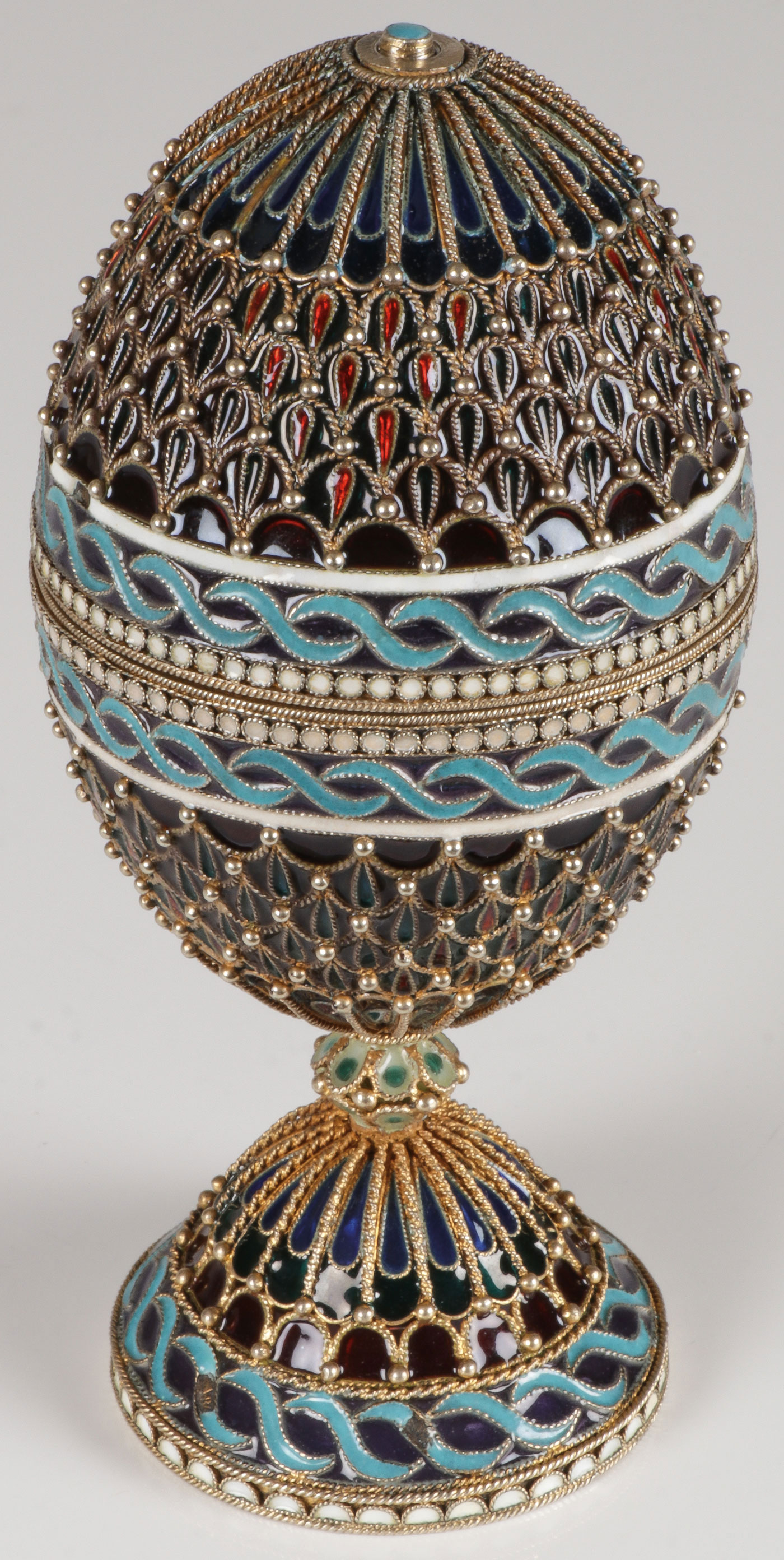 IMPRESSIVE RUSSIAN SILVER & ENAMEL EGG MOSCOW 190