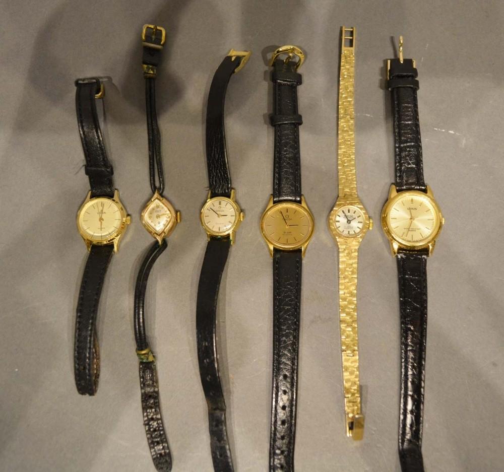 An Omega De Ville Ladies Wristwatch, together with another Omega ladies wristwatch and four other