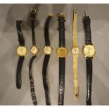 An Omega De Ville Ladies Wristwatch, together with another Omega ladies wristwatch and four other