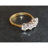 A Yellow Metal Four Stone Diamond Ring, approximately 2 carat, claw set
