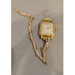 A Bernex 9 Carat Gold Cased Ladies Wristwatch with 9 carat gold strap, 9.4 grammes excluding