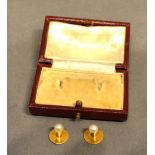 A Pair of 18 Carat Gold Pearl Set Dress Studs within fitted lined box