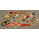 A Small Collection of Military Cap Badges, together with cloth badges and others