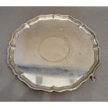 A George V Silver Salver of shaped outline, London 1919, 26oz, 30cm diameter