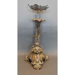 A Sheffield Silver Plated Table Centre of shaped form with three scroll feet, makers Hawksworth,