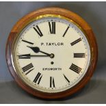 A 19th Century Circular Wall Clock, the dial inscribed P Taylor, Emsworth, and with single fusee