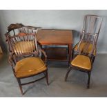 A Mahogany Foldover Card Table, together with four side chairs