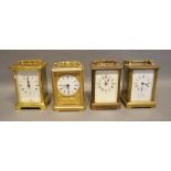 A 19th Century Gorge Cased Carriage Clock, together with three other brass cased carriage clocks