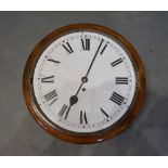 A 19th Century Mahogany Circular Wall Clock with single fusee movement, 38cm diameter