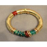 La Nouvelle Bague, an 18 Carat Gold and Enamel Bangle of stylised form, 57.8 grammes