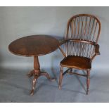 A George III Oak Pedestal Table with a turned centre column and tripod supports, together with an