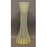 A Large Victorian Vaseline Glass Vase of tapering form, 53cm tall