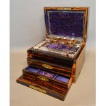 A 19th Century Coromandel Dressing Case, the hinged top and fall front enclosing a fitted interior