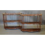 A Pair of 20th Century Mahogany Wall Brackets, each with three reeded shaped shelves and with double