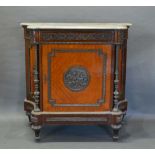 A French Kingwood and Gilt Metal Mounted Credenza Cabinet, the variegated marble top above a