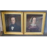 19th Century English School, Portrait of a Gentleman in Period Dress and Portrait of a Lady in