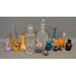 A Collection of Glassware to include a cut glass decanter with millefiori stopper and various