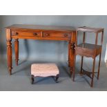 A 19th Century Mahogany Side Table, the moulded top above two frieze drawers with knob handles