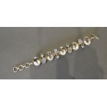 A 925 Silver Moonstone, Aquamarine and Crystal Set Bracelet