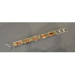 A 925 Silver Bracelet by Valeri Teare set with rectangular citrine and peridot